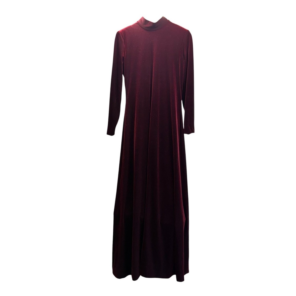 En Francais Huey Waltzer Vintage 90s Burgundy Velvet Maxi Dress M